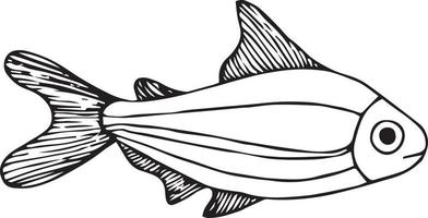 doodle fisk på vit bakgrund vektor