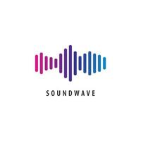 bunte Audiosignal-Vektorillustration. Logo-Design-Vorlage. Blau Violett Magenta Abstufungsfarbe. isoliert auf weißem Hintergrund vektor