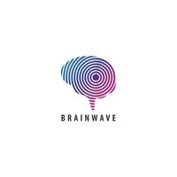 brainwave logotyp formgivningsmall. färgglad hjärna med en signalvågspridning illustration logotyp koncept. blå magenta lila violett graderingsfärg. isolerad på vit bakgrund. vektor