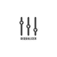 Dequalizer-Logo-Design-Vorlage. Abwärtspfeil-Mischung mit Equalizer-Designkonzept. isoliert auf weißem Hintergrund. Erklären Sie Leistungsabfall, Verluste, Rezession und andere damit zusammenhängende vektor