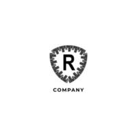 bokstaven r alfabetet logotyp formgivningsmall isolerad på vit bakgrund. försäkring, säkerhet, skydd logotyp koncept. stad sköld illustration. vektor