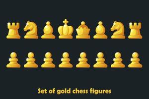 Setzen Sie goldene Figuren für das Schachstrategie-Brettspiel. Vektorsymbol vektor