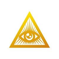 allsehendes Auge. goldene pyramide und allsehendes auge, freimaurersymbol vektor