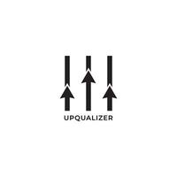 upqualizer logotyp formgivningsmall isolerad på vit bakgrund. upp pilen blandning med equalizer designkoncept. lämplig för företagsledning, professionell utveckling, teamstöd och annat vektor