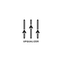 upqualizer-logotypdesign. upp pilen blandning med equalizer designkoncept. isolerad på vit bakgrund. lämplig för företagsledning, professionell utveckling, teamstöd och andra relaterade projekt vektor