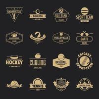 Sportbälle-Logo-Icons gesetzt, einfacher Stil
