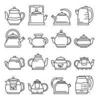 Teekanne-Icon-Set, Outline-Stil vektor