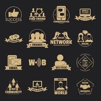 Logo-Icons für soziale Netzwerke gesetzt, einfacher Stil vektor