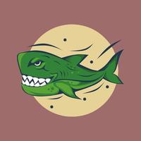 Hai-Logo oder Symbolabbildung mit grüner Farbe vektor