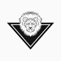 lejonhuvud triangel sköld logotyp koncept. linjekonststil. svartvitt. lämplig för logotyp, ikon, symbol och tecken vektor