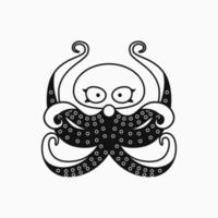 Oktopus-Illustration. Tiermarine, Silhouette, Charakter und Linienkunststil. geeignet für logo, symbol, symbol und zeichen. wie T-Shirt-Design oder Maskottchen-Logo vektor