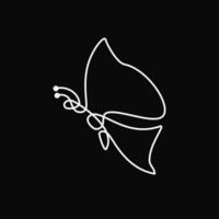 schmetterling eine lineare illustration.einzigartiger, handgezeichneter und strichzeichnungsstil. Schwarz und weiß. geeignet für Logo, Symbol, Symbol, Zeichen oder T-Shirt-Design vektor