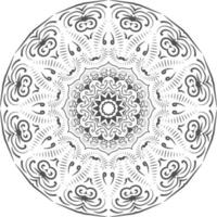 Mandala-Ornament, Umriss, Gekritzel, handgezeichnet, Illustration. Vektor-Henna-Tattoo-Stil, kann für Textilien, Malbücher, Handyhüllendruck, Grußkarten verwendet werden vektor