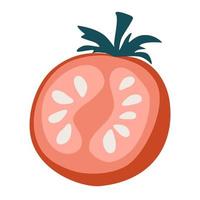 Tomate. reife Tomatenscheibe. Gemüse. gesunde Lebensmittel. Vektor-Cartoon-Illustration. isolieren auf einem weißen Hintergrund. vektor