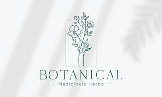 botaniska blommiga element handritad logotyp med vilda blommor och blad. logotyp för spa och skönhetssalong, boutique, ekologisk butik, bröllop, blomsterdesigner, inredning, fotografi, kosmetika. vektor