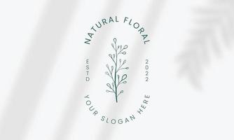 botanisches florales element handgezeichnetes logo mit wilden blumen und blättern. logo für spa- und schönheitssalon, boutique, bioladen, hochzeit, blumendesigner, innenausstattung, fotografie, kosmetik. vektor