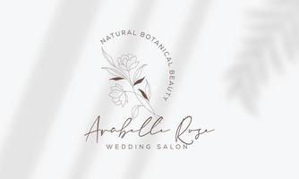 botanisches florales element handgezeichnetes logo mit wilden blumen und blättern. logo für spa- und schönheitssalon, boutique, bioladen, hochzeit, blumendesigner, innenausstattung, fotografie, kosmetik. vektor