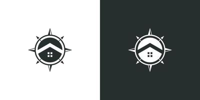 Kompass und Home-Logo-Design-Vektor vektor