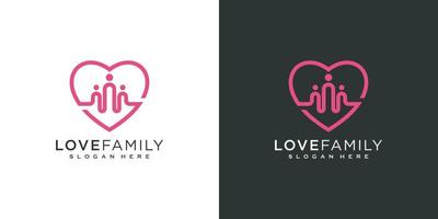 Liebe Familie Logo Vektor Design Linienstil