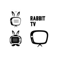 der lustige kaninchen-tv-illustrationsvektor vektor