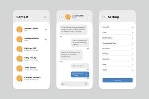 ställa in chatt ui designmall vektor. lämplig för design av mobilapplikationer android och ios vektor