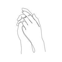 kontinuierliche Linienzeichnung von Händen, die zusammenhalten. handgezeichnetes stildesign für beziehungskonzept. vektor