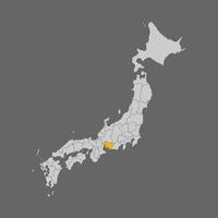 Präfektur aichi auf der karte von japan hervorgehoben vektor