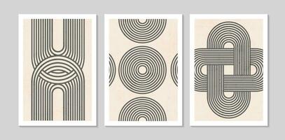 uppsättning abstrakt linje form. minimalistisk 20-tals geometrisk designbakgrund för affisch, väggdekoration, vykort eller broschyrdesign. vektor illustration