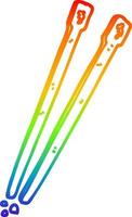 Regenbogen-Gradientenlinie, die Cartoon-Essstäbchen zeichnet vektor