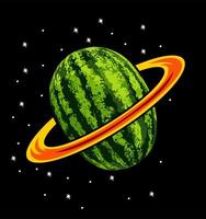 Cartoon-Wassermelonen-Planet in ... vektor