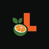 alfabetet orange l logotyp vektor