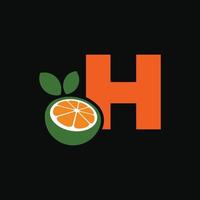 alfabetet orange h logotyp vektor