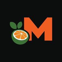 alfabetet orange m logotyp vektor