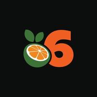 Nummer 6 orangefarbenes Logo vektor