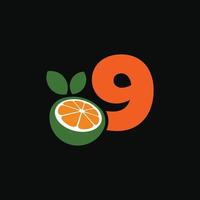 nummer 9 orange logotyp vektor
