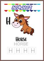 Bokstaven h är häst. söt häst vektor