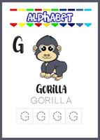 Bokstaven g är en gorillasida. söt gorilla vektor