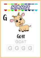 Alphabetbuchstabe g ist Ziegenseite. süße Ziege vektor