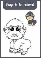 målarbok för barn, söt gorilla vektor