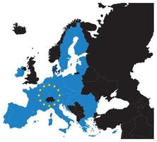 Europeiska unionens karta efter brexit med stjärnor i Europeiska unionen. vektor illustration utan Storbritannien