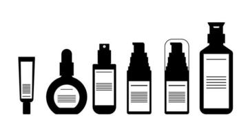 silhouette körperlotionen, serum, hautpflegepumpe, verpackungsflasche kosmetisches flaches design vektor