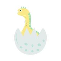kleiner Baby-Dinosaurier, der aus dem Ei schlüpft. prähistorische Zeichentrickfigur. vektor