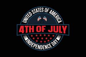 T-Shirt-Design zum Unabhängigkeitstag der Vereinigten Staaten von Amerika am 4. Juli. vektor