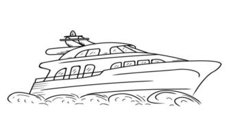Yacht. handgezeichnete Doodle-Yacht vektor