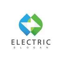 Elektrisches Logo grünes Energiekonzept mit Bolzen- und Blattsymbol vektor