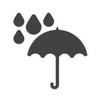 Regenschirm mit schwarzem Symbol für Regenglyphe vektor