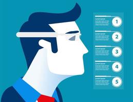 Geschäftsmann mit futuristischer Brille Infografik vektor