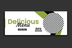 lebensmittel-social-media-cover-vorlage, restaurant-food-web-banner-design, social-media-vorlage. kostenloser Vektor