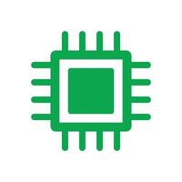 eps10 grön vektor chip ikon eller logotyp i enkel platt trendig modern stil isolerad på vit bakgrund