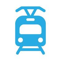 eps10 blaues Vektor-Tram-Symbol oder Logo im einfachen, flachen, trendigen modernen Stil isoliert auf weißem Hintergrund vektor